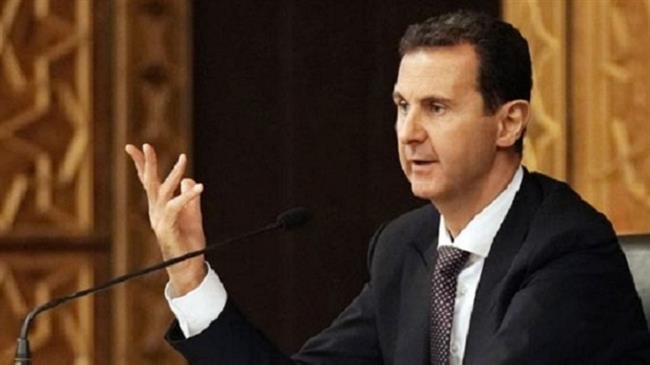 Syrian President Bashar al-Assad is addressing a meeting held by the central committee of the ruling al-Baath Arab Socialist Party in the capital Damascus, October 7, 2018. (Photo by SANA)