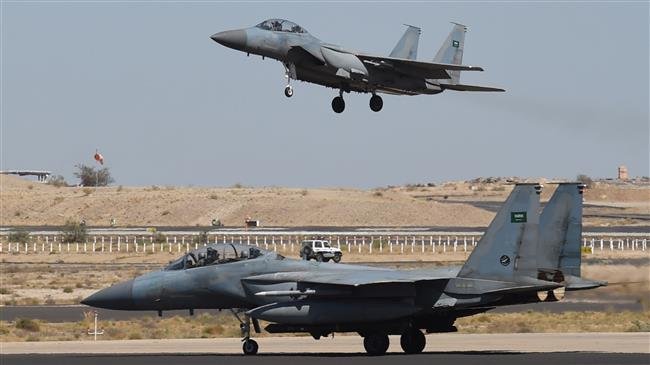 The file photo shows a Saudi F-15 warplane landing at Khamis Mushait military airbase, November 16, 2015. (Photo by AFP)