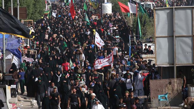 A sea of pilgrims is seen as people make their way toward Imam Hussein (PBUH)’s Holy Shrine, in Karbala, Iraq, on October 28, 2018. (Photo by AFP)