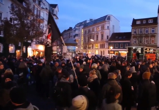 protesters in an anti-Nazi demonstration in Berlin