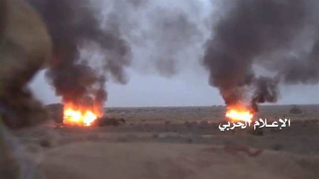 This frame grab from an undated video provided by Yemen’s War Media outlet shows a counterattack by Yemen’s Army against Saudi Arabian-led forces.