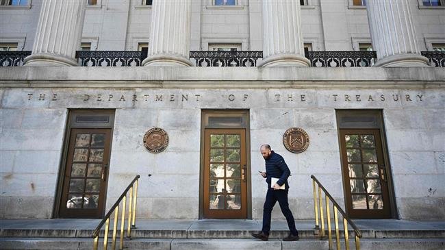 An October 18, 2018 photo shows the US Treasury Department building in Washington, DC. (Photo by AFP)