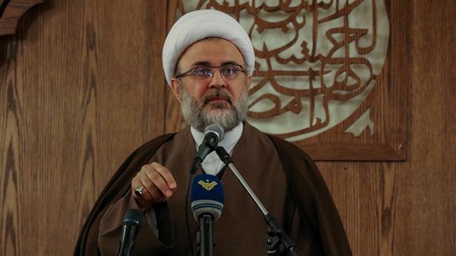 Sheikh Nabil Qaouk, deputy head of Lebanese Hezbollah movement’s Executive Council (Photo by Lebanon’s National News Agency)