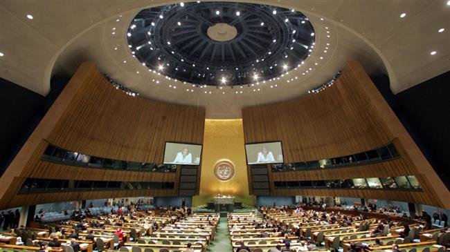 An undated photo of a UN General Assembly session