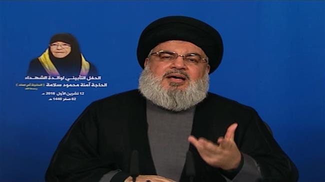 An image grab taken from Lebanon-based Arabic-language al-Manar television network on October 12, 2018, shows the Secretary General of Lebanon