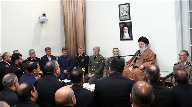 Leader of the Islamic Revolution Ayatollah Seyyed Ali Khamenei meets with commanders and officials of Iran’s Navy in Tehran on November 28, 2018. (Photo by Tasnim News Agency)