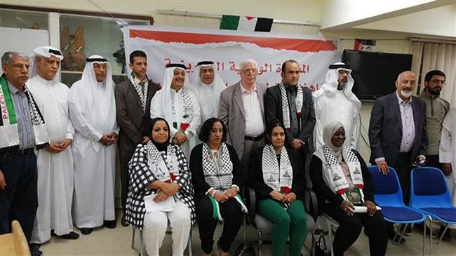 Bahraini activists attend a pro-Palestine event at the headquarters of the Bahraini Society for the Resistance of Normalization with the Zionist enemy NGO in Manama on November 27, 2018.