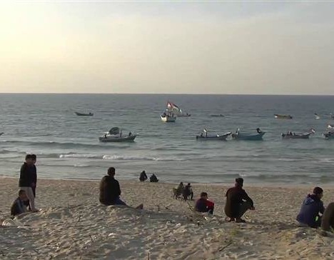 A screenshot shows the Palestinian freedom flotilla, which was launched in the besieged Gaza Strip on December 3, 2018.