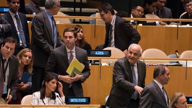 In this file photo taken on November 26, 2018 US Ambassador to the UN Nikki Haley addresses the UNSC during a United Nations Security Council meeting on Ukraine at the United Nations in New York. (Photo by AFP)