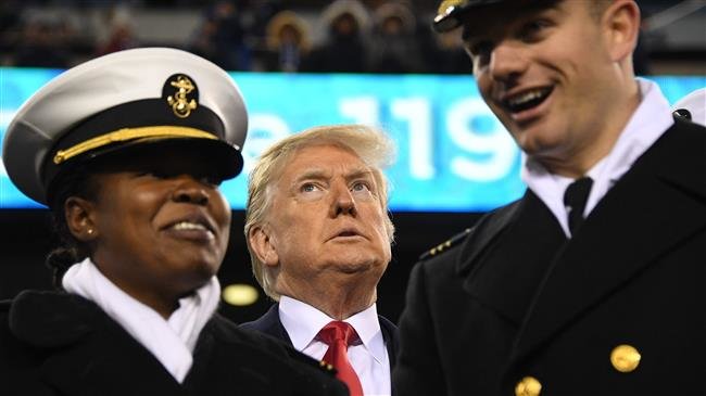 US President Donald Trump attends the annual Army-Navy football game at Lincoln Financial Field in Philadelphia, Pennsylvania, December 8, 2018. (Photo by AFP)