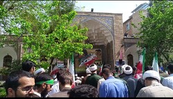 تجمع بزرگ طلاب سبزپوش تهرانی در حمایت از سپاه پاسداران برگزار شد