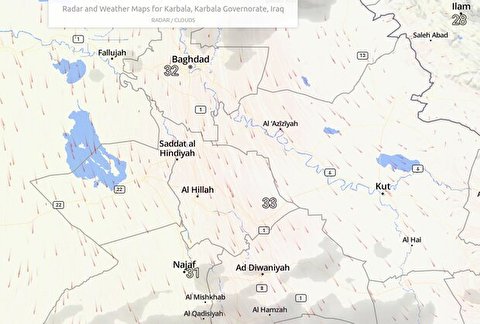 آسمان نیمه‌ابری در نجف| هوای کربلا خنک می‌شود