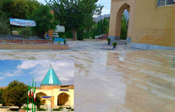 اتمام بازسازی صحن امامزاده سلطان محمود روستای علوی کاشان