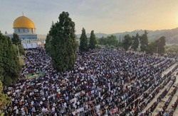 مسجدالاقصی میزبان ۲۰۰ هزار نمازگزار در روز عید فطر + تصاویر