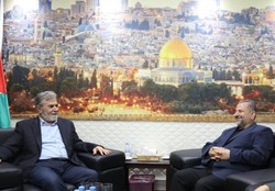 دیدار هیئتی از رهبران جنبش حماس  با دبیرکل جنبش جهاد اسلامی