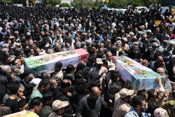 مراسم تشییع دو شهید حادثه انفجار در مرکز آماد و پشتیبانی سپاه دامغان