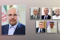 قالیباف با روسای‌ مجالس ۷ کشور اسلامی درباره وضعیت غزه گفت‌وگو کرد