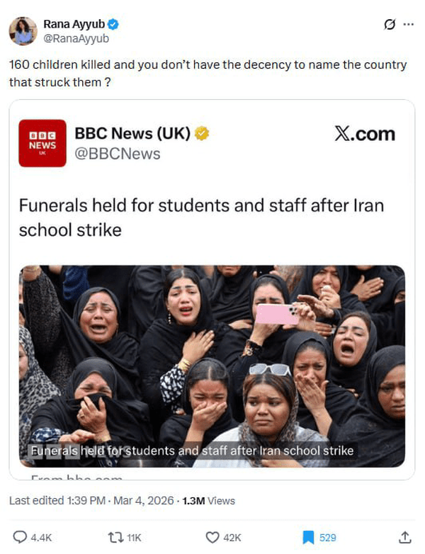 اعتراض خبرنگار خارجی به نحوه پوشش اخبار جنگ در BBC؛ شرافت ندارید! اعتراض خبرنگار خارجی به نحوه پوشش اخبار جنگ در BBC؛ شرافت ندارید!
