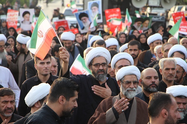 گزارشی از دسته عزاداری علماء و روحانیون شیراز و تجدید بیعت با رهبر انقلاب + فیلم و عکس