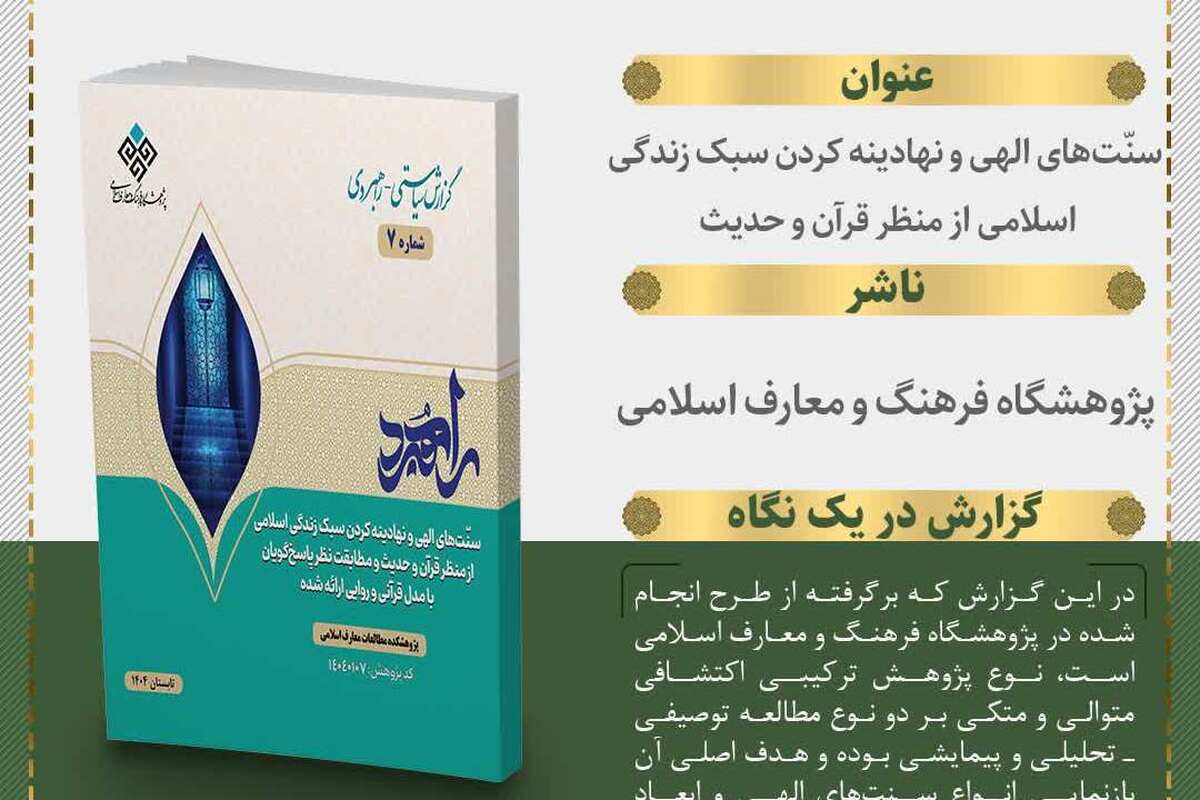 انتشار گزارش سیاستی ـ راهبردی «سنتهای الهی و نهادینهسازی سبک زندگی اسلامی» + لینک