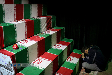 وداع با پیکرهای مطهر شهدای تازه تفحص شده دفاع مقدس در معراج شهداء تهران