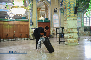 غبارروبی مسجد مقدس جمکران در آستانه ماه مبارک رمضان