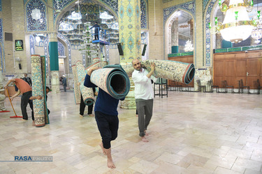 غبارروبی مسجد مقدس جمکران در آستانه ماه مبارک رمضان