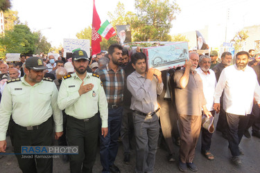 تشییع شهید گمنام و راهپیمایی مردم دامغان علیه اغتشاشات اخیر