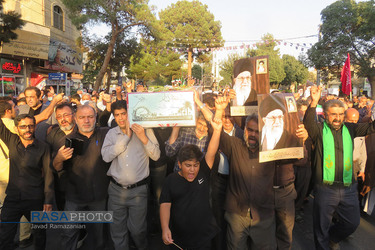 تشییع شهید گمنام و راهپیمایی مردم دامغان علیه اغتشاشات اخیر