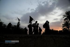 پیاده روی زائران اربعین حسین (ع) در طریق العلما