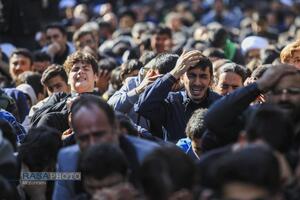 دسته عزاداری روز شهادت حضرت زهرا (سلام‎‌الله‌علیها) با حضور حضرت آیت الله وحید خراسانی