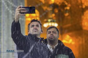 بارش باران و برف در حرم مطهر رضوی