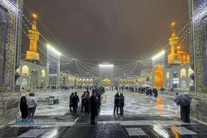 بارش باران و برف در حرم مطهر رضوی