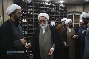 وداع با پیکر طلبه شهید در مدرسه علمیه امام حسین (ع) قم