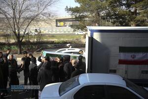 وداع با پیکر طلبه شهید در مدرسه علمیه امام حسین (ع) قم