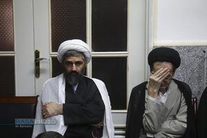 وداع با پیکر طلبه شهید در مدرسه علمیه امام حسین (ع) قم