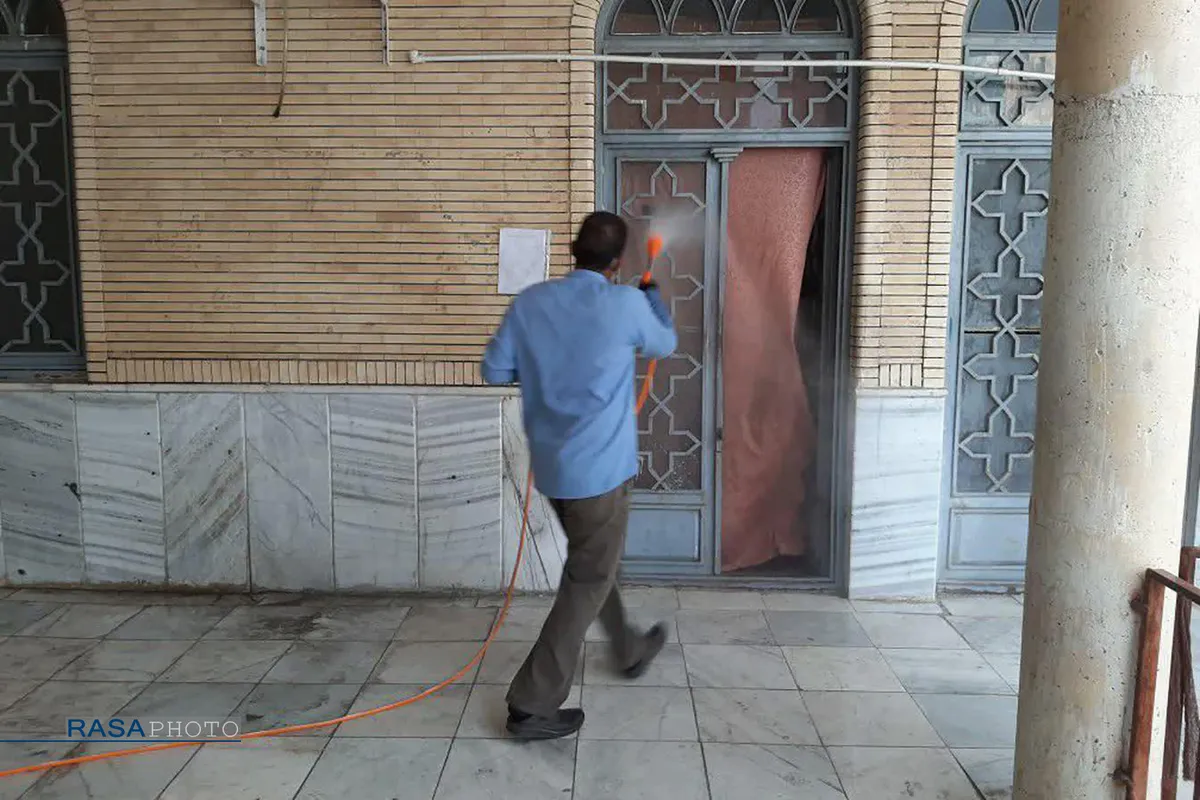 ضدعفونی کردن مدرسه امام صادق شهر جیرفت