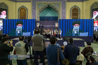 حال و هوای مصلی تبریز در مراسم ارتباط تصویری مردم آذربایجان شرقی با رهبر انقلاب