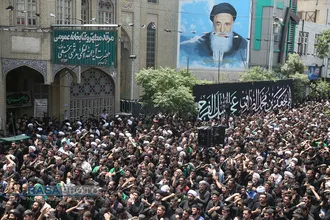 دسته عزاداری روز شهادت حضرت امام جعفر صادق (علیه السلام) با حضور حضرت آیت الله وحید خراسانی