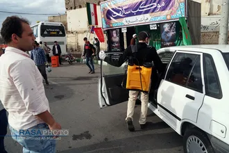 ضد عفونی خودرو&zwnj;ها توسط طلاب و بسیجیان