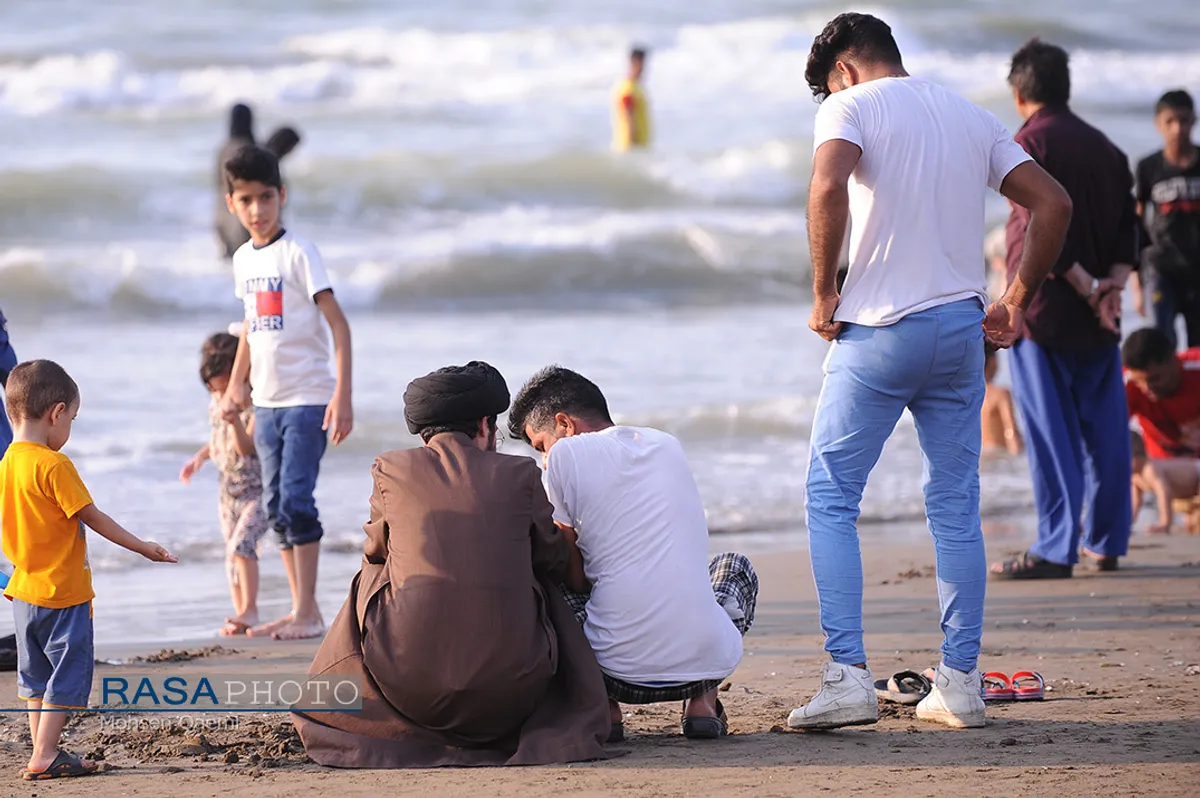 تبلیغ طلاب جوان در ساحل دریا | فرح آباد ساری