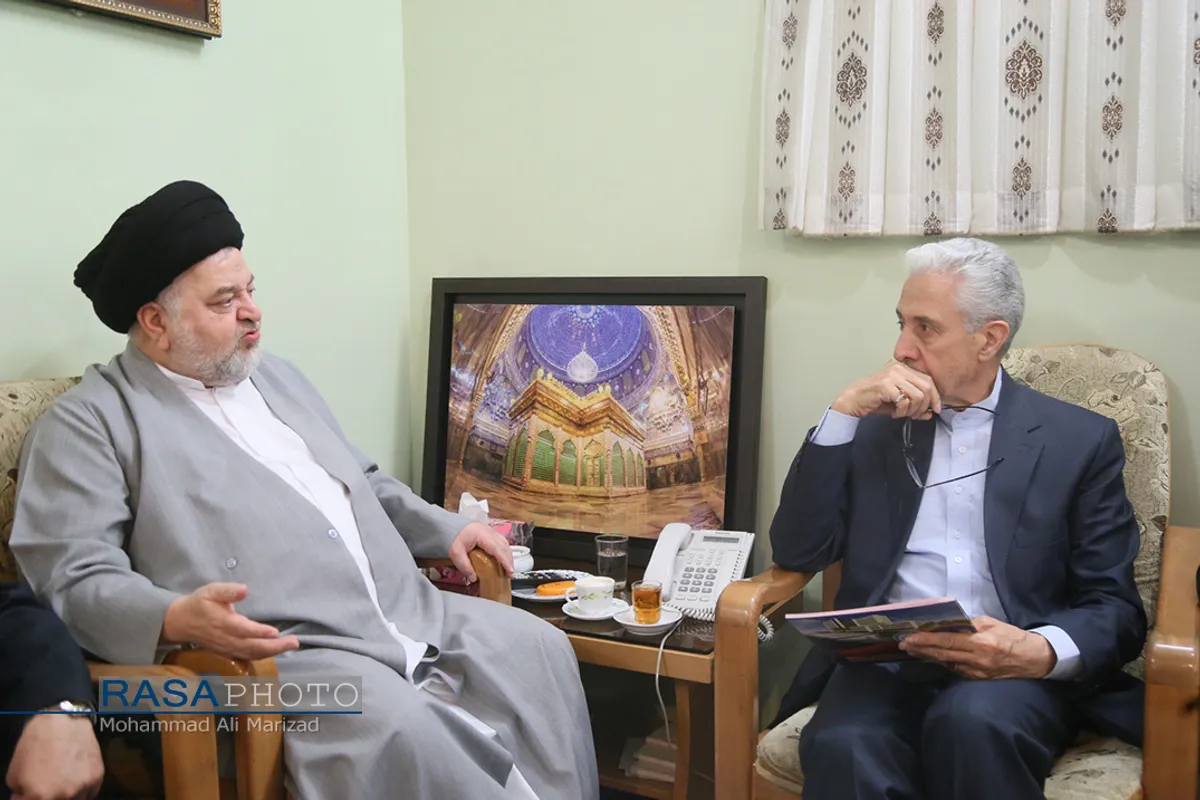 دیدار دکتر منصور غلامی وزیر علوم، تحقیقات و فناوری با حجت الاسلام والمسلمین شهرستانی داماد و نماینده حضرت آیت الله سیستانی در ایران
