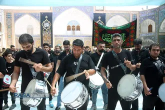 حضور دسته&zwnj;جات عزاداری تاسوعای حسینی در حرم مطهر حضرت معصومه (س)