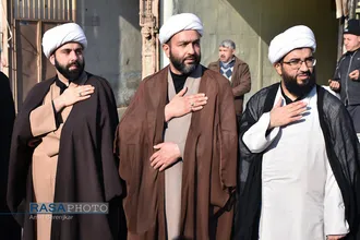 دسته عزاداری طلاب حوزه علمیه آیت الله ایروانی به مناسبت ایام فاطمیه و شهادت سردار سلیمانی