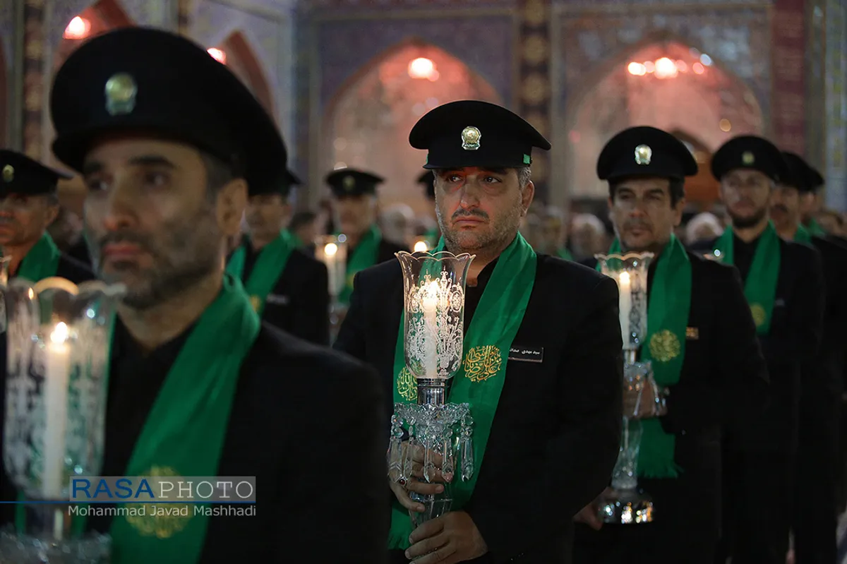 مراسم خطبه خوانی شب عاشورا در حرم مطهر رضوی&lrm;
