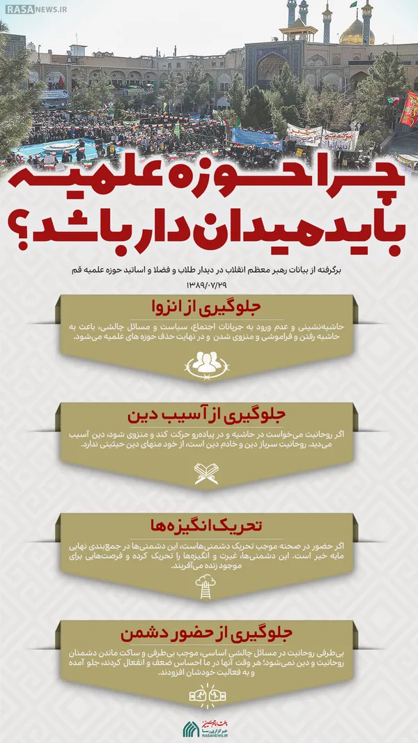 اطلاع نگاشت | چرا حوزه علمیه باید میدان&lrm;دار باشد؟