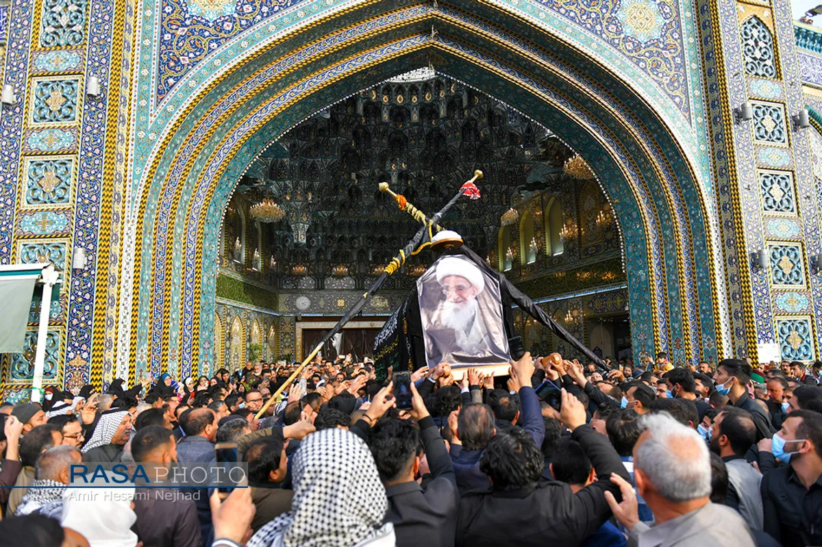 تشییع پیکر مرحوم آیت الله صافی گلپایگانی در کربلای معلی