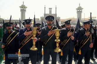 عزاداری خادمان حرم حضرت معصومه (س) در روز شهادت حضرت امام جواد الائمه (ع)