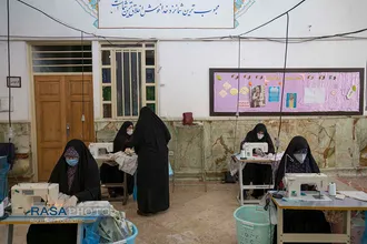 کارگاه تولید جهادی لوازم بهداشتی در امامزاده علی بن حمزه (ع) تهران&lrm;