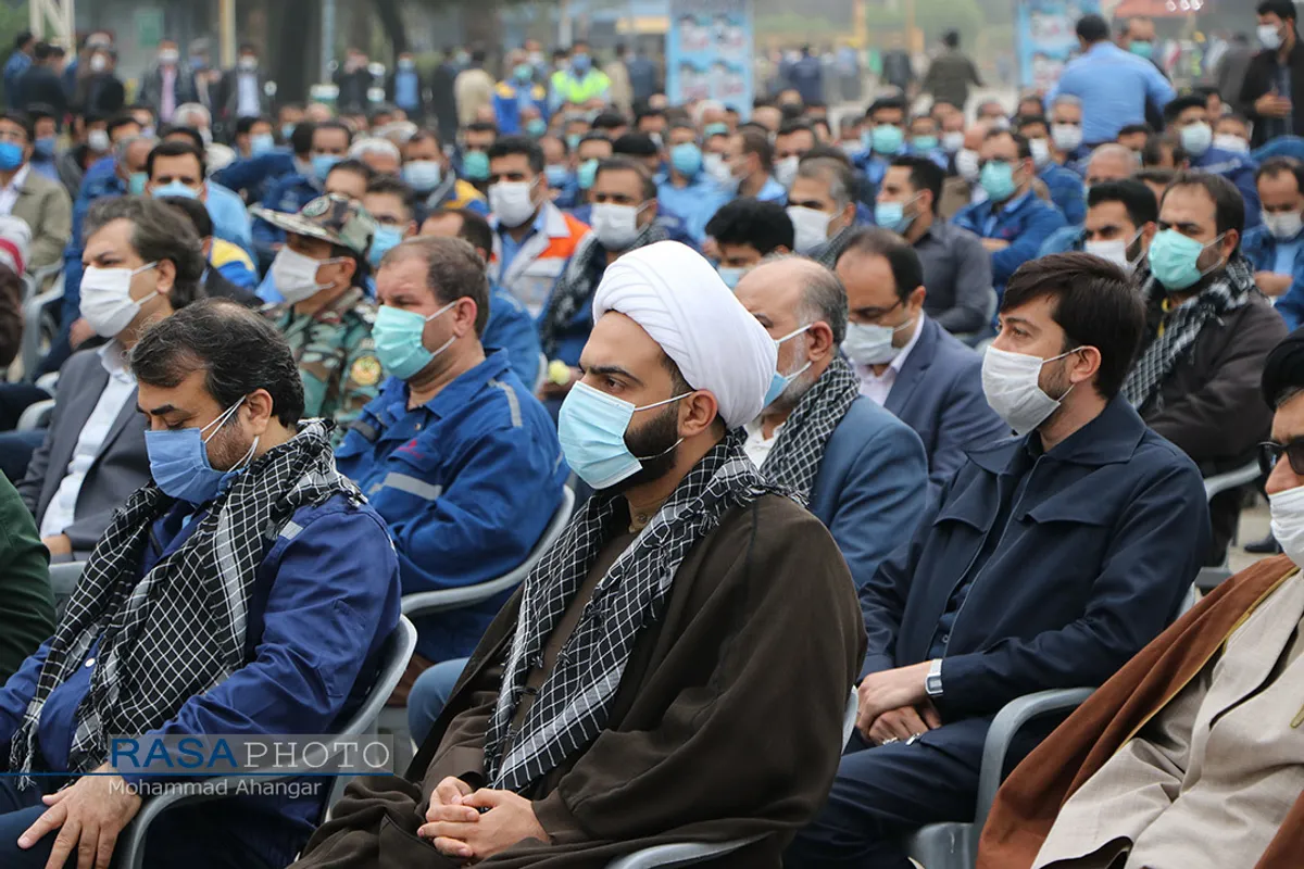 تشییع و خاکسپاری دو شهید گمنام دفاع مقدس در اهواز&lrm;